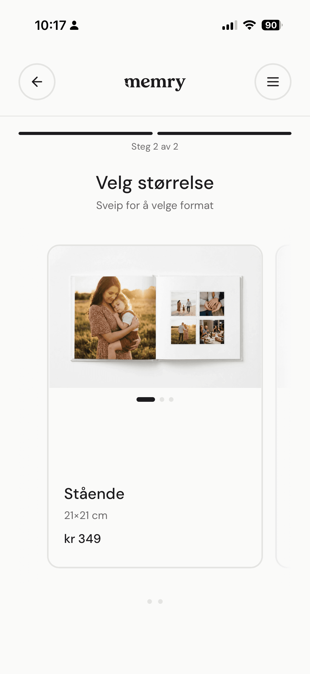 Memry: Velg størrelse